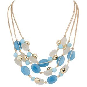 "Beachy Statement: Park Lane Oceanic Aqua Blue Opaque Bead Layered Necklace"